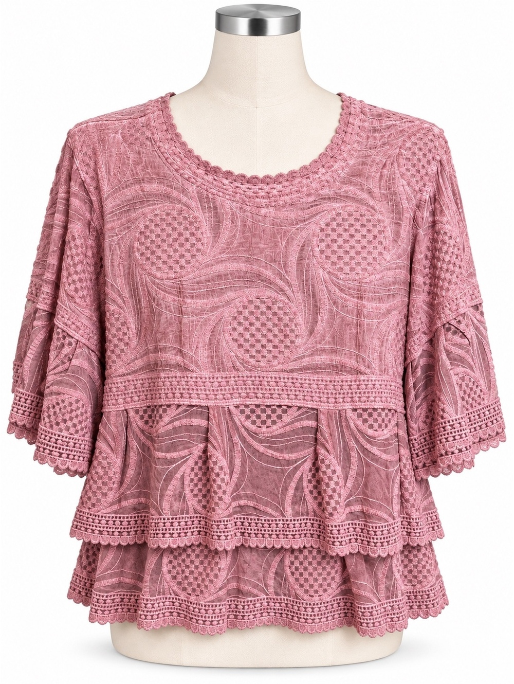 Coco + Carmen Pink Geometric Tunic Size L/XL Like New